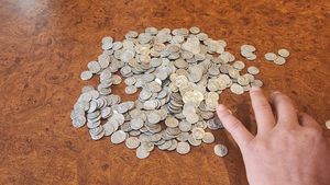 Peste 400 de monede din perioada romană, descoperite într-o comună din Hunedoara cu un detector de metale / ”Monedele sunt superbe, nu este una la fel cu cealaltă”