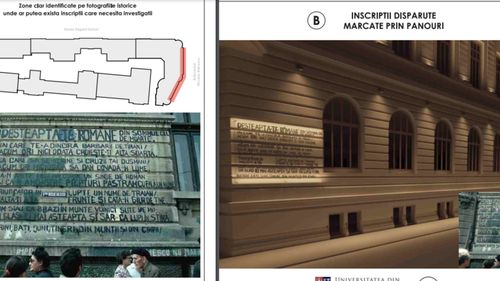 DOCUMENT Inscripțiile anticomuniste de la Revoluția din 1989, imnul „Deșteaptă-te române” și găurile de gloanțe ar urma să fie păstrate pe clădirea Universității din București după restaurare, in situ sau cu replici