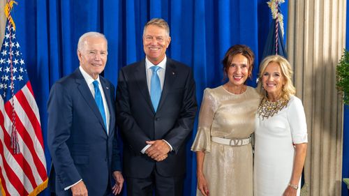 Preşedintele Klaus Iohannis şi soţia sa, Carmen, la recepţia oferită de Preşedintele Joe Biden şi de Prima Doamnă Jill Biden, cu ocazia Adunării Generale a ONU