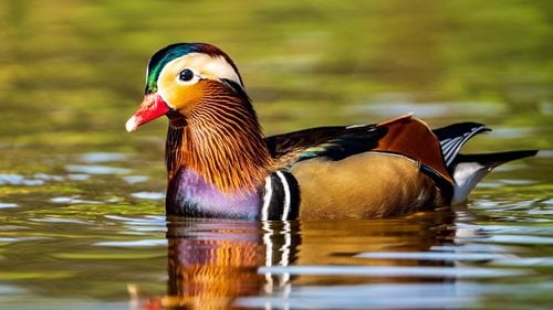 Pauza de respirație: O rață mandarin, fotografiată pe un lac din Oradea / ”Este una dintre cele mai frumoase specii de rațe din lume” / Este posibil să fi scăpat din captivitate și să se fi adaptat la viața liberă
