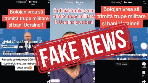O nouă dezinformare pe tema sprijinului pentru Ucraina: „Bolojan vrea să trimită trupe militare și bani Ucrainei”