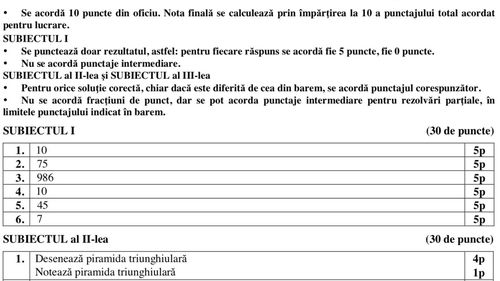 Baremul de notare a elevilor de clasa a VIII-a care au susținut simularea examenului de Matematică a fost publicat de Minister