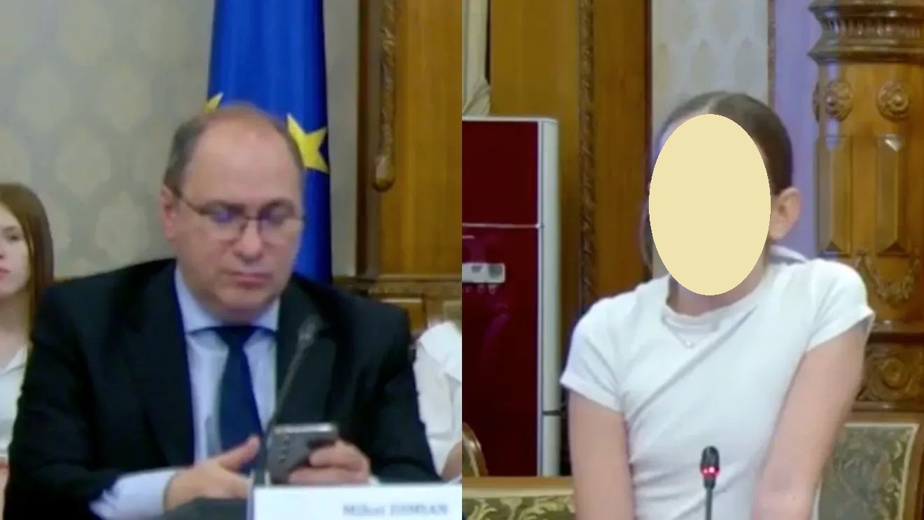 O elevă de clasa a V-a, către ministrul Educației, atent mai mult pe telefon: Voi ne interziceți telefoanele, dar nu ne învățați să le folosim corect. Am o profesoară de română care mi-a dat 27 de cărți de citit și nu am înțeles niciuna
