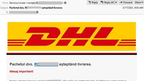 Campanie frauduloasă care imită serviciile de curierat ale DHL, descoperită de Directoratul Naţional pentru Securitate Cibernetică