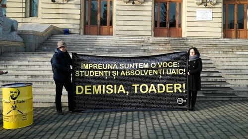 Protest anti-Tudorel Toader la Universitatea Alexnadru Ioan Cuza din Iași