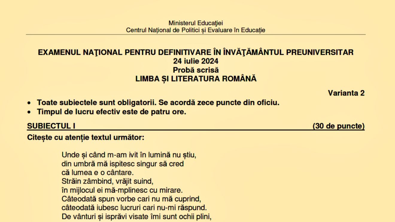Definitivat 2024. Subiectele și baremele de corectare pentru profesorii de gimnaziu și liceu au fost publicate