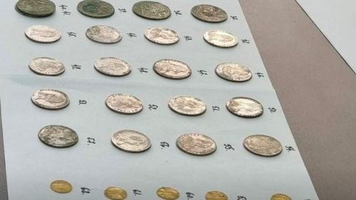 Zeci de monede din aur și argint, găsite într-o pădure din Gorj / ”Niște mamuți de monede, între 26 și 32 de grame fiecare” / Tezaurul fost predat autorităților