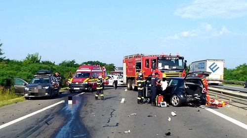 Accident cu trei mașini pe A2. Circulația este îngreunată pe sensul de mers spre București