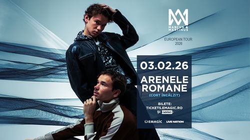 MARCUS & MARTINUS vor concerta pentru prima oară în România, la Arenele Romane (cort încălzit), pe 3 februarie 2026 (parteneriat)