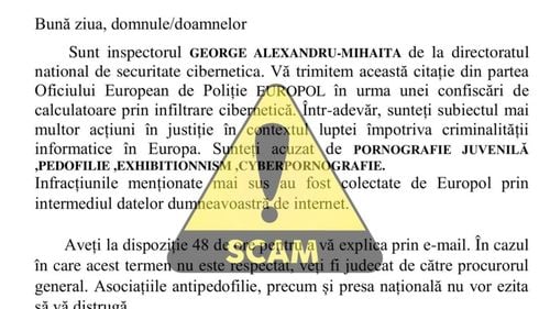 Atenţie la mesajele, link-urile şi documentele primite din surse necunoscute sau suspicioase, avertizează Directoratul Naţional de Securitate Cibernetică  / Citaţii trimise în numele Interpol, Europol sau al Poliţiei Române, cu acuzaţii de infracţiuni grave