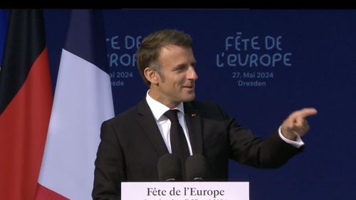 VIDEO Macron le-a cerut europenilor, la Dresda, în fosta RDG, să se trezească în faţa ascensiunii extremei drepte şi a ameninţărilor externe