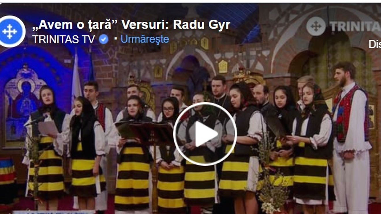 VIDEO Patriarhia Română, după controversele privind interpretarea cântării „Avem o țară”: Este atribuită în ultimii ani, în mod total eronat, lui Radu Gyr / Trinitas TV atribuia versurile poetului legionar, în anul 2018