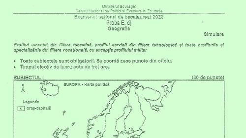 Subiectele de la Geografie – simulare BAC 2023: Liceenii au avut de prezentat un avantaj economic al faptului că România este o țară carpatică