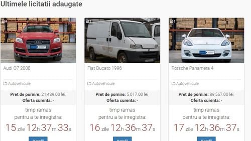 Bunurile confiscate de la condamnați, scoase la licitație pe un portal online. Primele vânzări: Porsche Panamera, Audi Q7 și un Fiat de 24 de ani