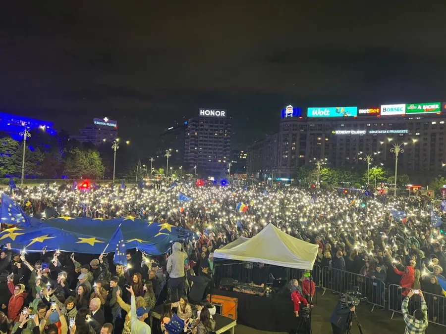manifestatie pro-UE in piata victoriei