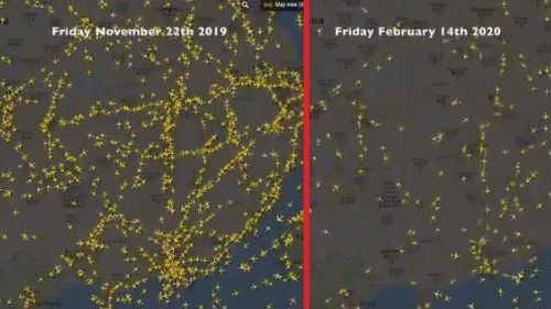 VIDEO Scăderea dramatică a traficului aerian în China din cauza epidemiei de coronavirus