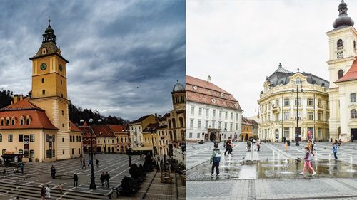 Motivul pentru care seamănă piețele centrale din Sibiu și Brașov: S-au inspirat din vest, nu unii de la ceilalți / Există și caracteristici locale: de exemplu, țiglele sibiene sunt rotunde, cele din Brașov, ascuțite