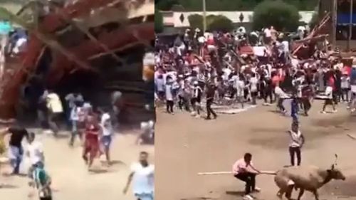Cel puţin patru morţi şi zeci de răniţi după prăbuşirea unei tribune într-o arenă din Columbia / Tribuna avea trei etaje, iar spectatorii asistau la un spectacol cu tauri
