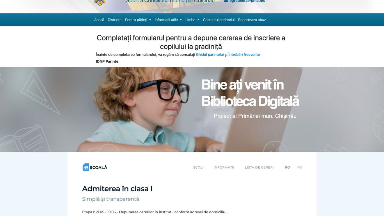 EXCLUSIV Moldova unește biblioteca digitală cu portalurile de înscriere online la grădiniță și școală. Cum se înscriu online copiii la grădiniță cu 3 ani înainte de a merge în grupa mică