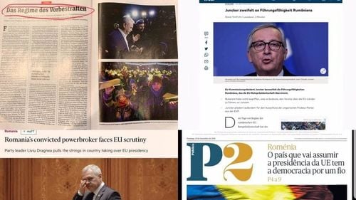 La câteva zile de la preluarea președinției UE, România este reflectată în presa internațională prin acțiunile ”antidemocratice” ale ”guvernului corupților” manevrat de ”stăpânul din umbră”, Liviu Dragnea