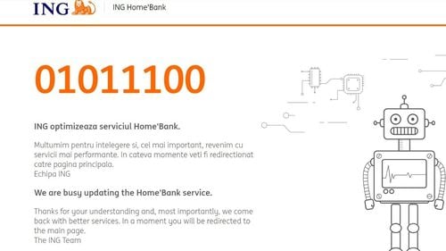 Platformele ING Home’Bank și ING Business nu pot fi accesate, compania lucrează la remedierea situației/ Tranzacțiile cu cardurile sunt disponibile