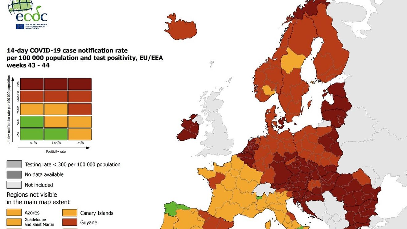 ECDC: Zece ţări din UE sunt într-o situaţie „foarte îngrijorătoare” privind epidemia. Alte zece, între care și România, sunt într-o situație „îngrijorătoare”