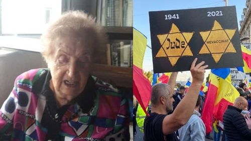 “Mă simt profund ofensată și ca evreică și ca supraviețuitoare a Holocaustului” – Mirjam Bercovici, 98 de ani, despre pancarta cu Steaua Galbenă de la demonstrația anti-vacciniștilor de sâmbătă de la București