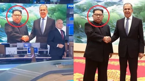 Fake smile: Fotografia lui Kim Jong Un, ”îmbunătățită” cu un zâmbet de principala televiziune din Rusia