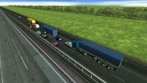 ANIMAȚIE. Cum a ajuns o mașină să fie strivită de două camioane, pe A1. Șoferul TIR-ului din spate nu era atent la drum
