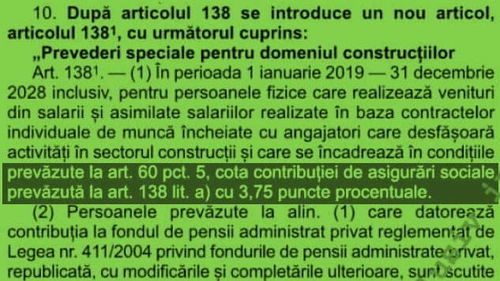 Greşeală gramaticală gravă făcută de Guvern în ordonanţa cu măsuri fiscale: situaţia contribuţiei la pensii pentru constructori nu are verb, nu se ştie dacă scade sau creşte