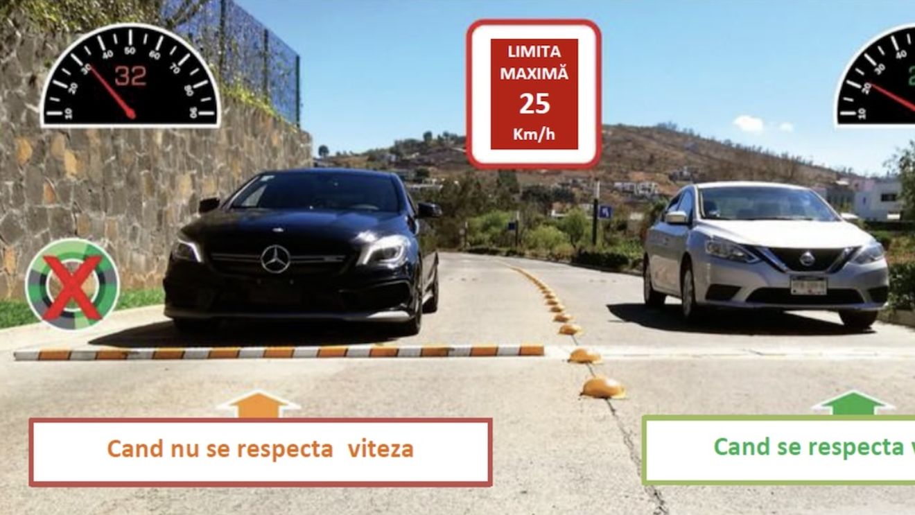 Limitator de viteză inteligent, montat la Snagov, în premieră națională / Scanează viteza cu care circulă șoferii și dacă e prea mare, se ridică automat