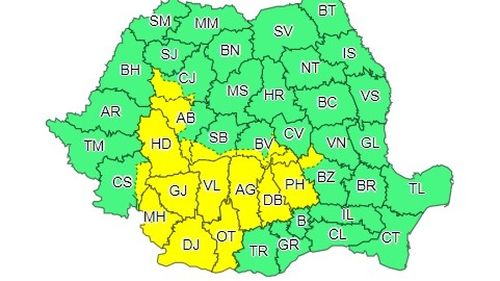 Cod Galben de instabilitate atmosferică în Oltenia, nordul Munteniei și sud-vestul Transilvaniei
