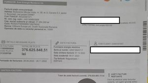 Factură de 376 de milioane de lei primită de un vrâncean pentru consumul de energie electrică. Enel a retras factura și a înlocuit-o cu cea corectă