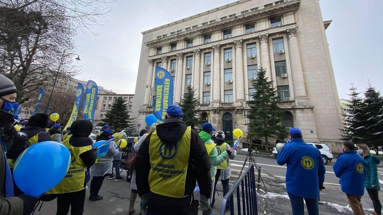 Protest al sindicaliștilor din Sănătate la guvern și ministere