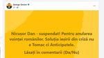 Simion face ”sondaj” pe Facebook pentru suspendarea lui Nicușor Dan / Președintele exclude polul extremist de la guvernare, șeful AUR cere alegeri anticipate