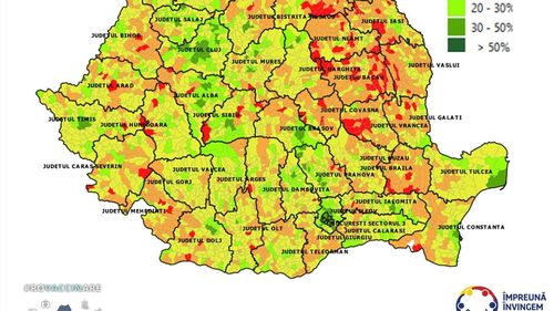 HARTA vaccinării în România: top 10 localități cu cea mai mare rată / Proporția vaccinaților în fiecare localitate din țară