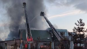 Incendiu la o hală de producție de carne, în județul Olt / S-a prăbușit acoperișul clădirii