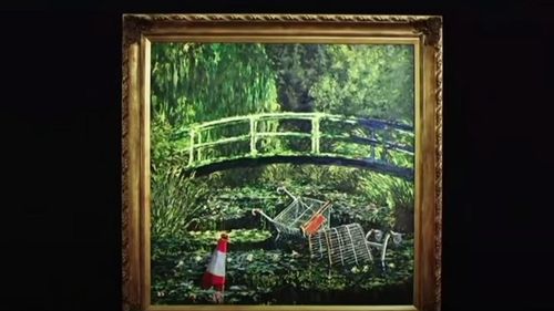 Tabloul lui Banksy "Show Me the Monet", inspirat după "Podul japonez", s-a vândut la o licitaţie cu 8,4 milioane de euro