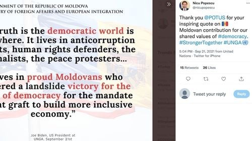 Președintele Biden, laude pentru Republica Moldova de la tribuna ONU: ”Lumea democratică este peste tot (...) Trăiește în mândrii moldoveni care au obținut o victorie răsunătoare pentru forțele democrației”