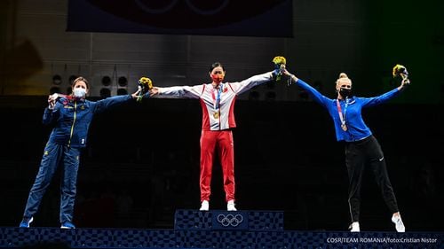 Jocurile Olimpice: GALERIE FOTO Podiumul probei feminine de spadă, unde Ana Maria Popescu a reușit să aducă prima medalie lotului olimpic român de la Tokyo