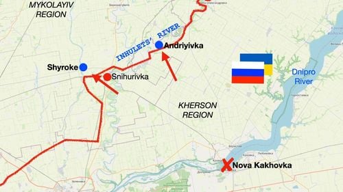 Soldați ruși prinși între forțele armate ale Ucrainei și malul drept al râului Nipru încearcă să negocieze o predare (Comandamentul Operațional Pivden Sud)