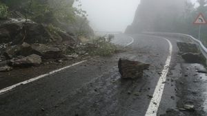 Cad pietre de pe versanți, pe DN7, în zona localității Călimănești / Traficul a fost deviat