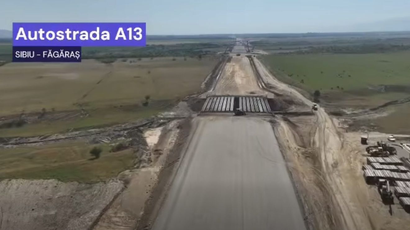 VIDEO Mobilizare masivă pe Autostrada Sibiu-Făgăraș (A13): Peste 1.600 de oameni și 800 de utilaje lucrează simultan pe cele patru loturi ale proiectului / Cel mai avansat tronson a ajuns la 41%