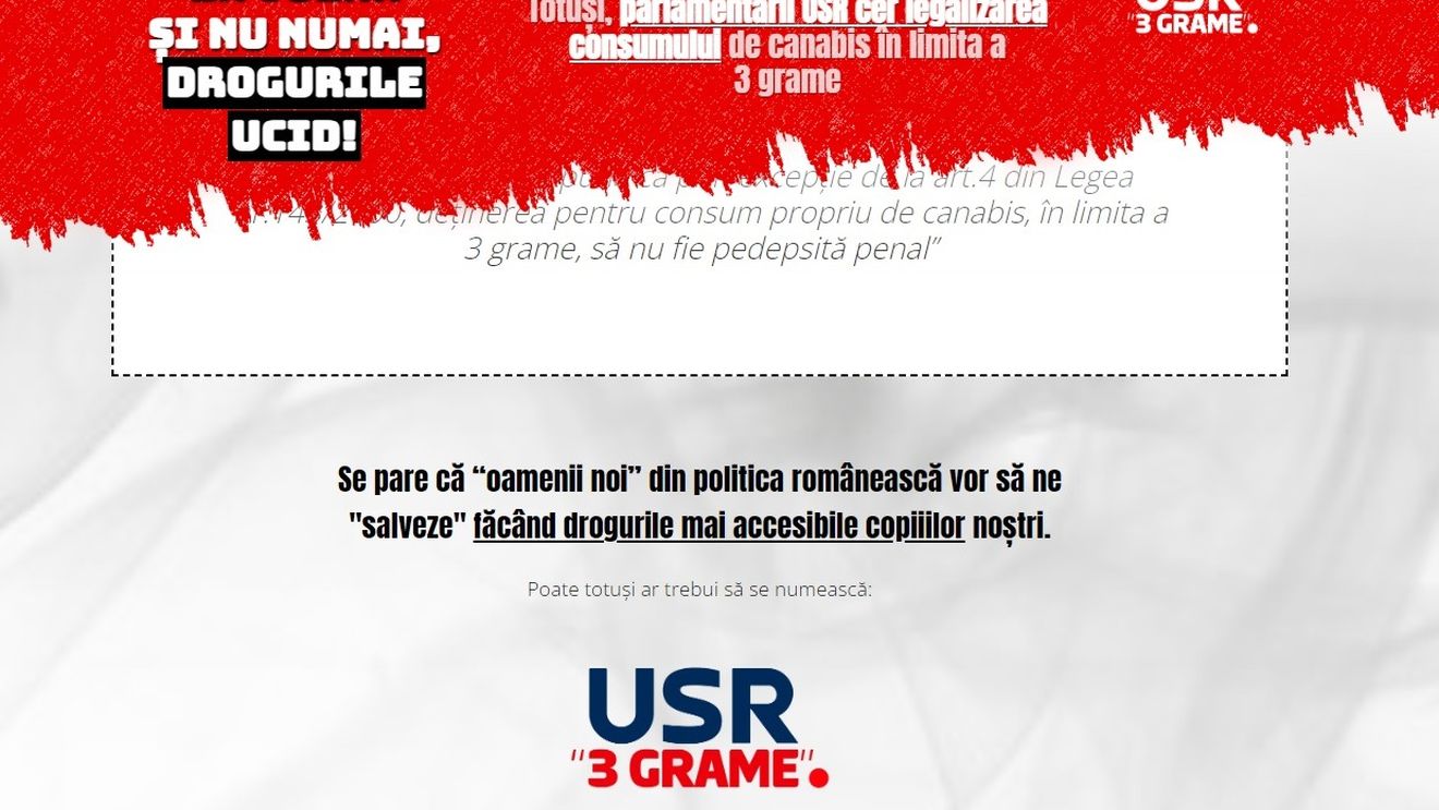 PNL a lansat un site de campanie anti-USR, în care asociază partidul de opoziție cu consumul de droguri
