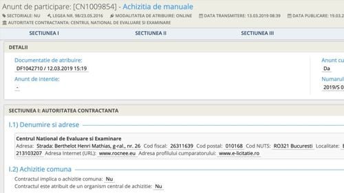 BREAKING Licitația pentru manuale școlare de clasa a VII-a a fost lansată pe SICAP