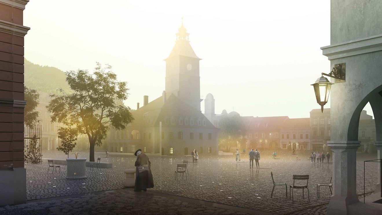 Piața Sfatului din Brașov va avea bănci de piatră, castani, arțari și arcade. A fost desemnat câștigătorul concursului de proiecte