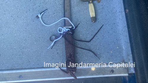 Un bărbat din București, prins de jandarmi în timp ce se plimba purtând la vedere o sabie de 80 cm și un cuțit de 30 cm