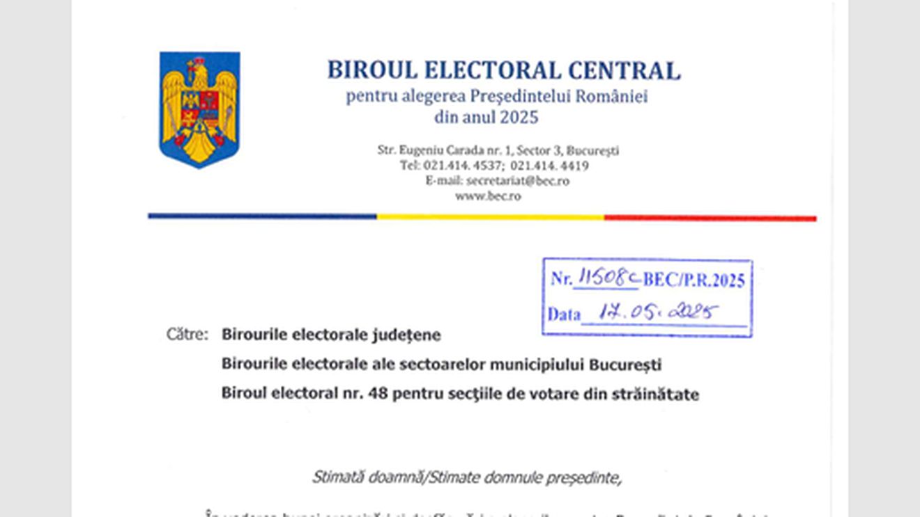 Circulară emisă sâmbătă de Biroul Electoral Central despre corectitudinea votului și a numărării buletinelor din turul doi al alegerilor prezidențiale 2025 / Instrucțiuni transmise după informațiile publicate de G4Media despre strategia de contestare în secții de votare pusă la cale de către AUR și POT