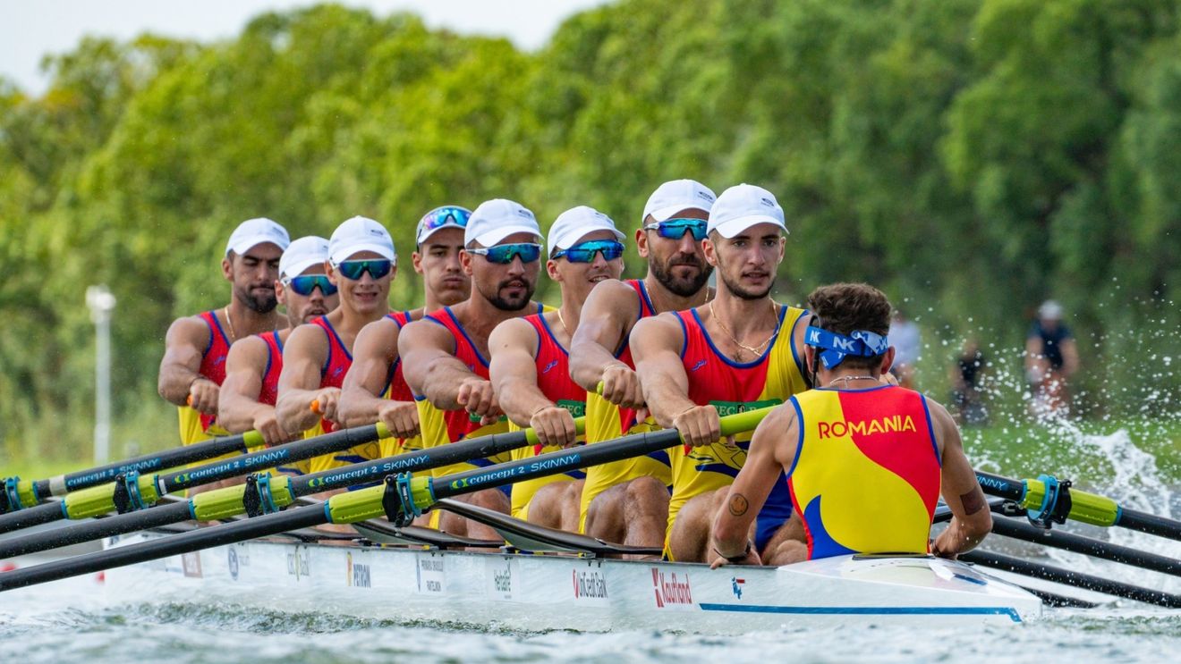 Echipajul de 8+1 masculin, locul 2 în finala B, la Campionatul Mondial de Canotaj