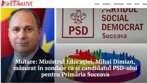 Ministrul Educației, Mihai Dimian, măsurat în sondaje de PSD candidat pentru Primăria Suceava. Cunoscut pentru gafele sale, Dimian s-a remarcat recent prin criticile la adresa măsurilor Bolojan